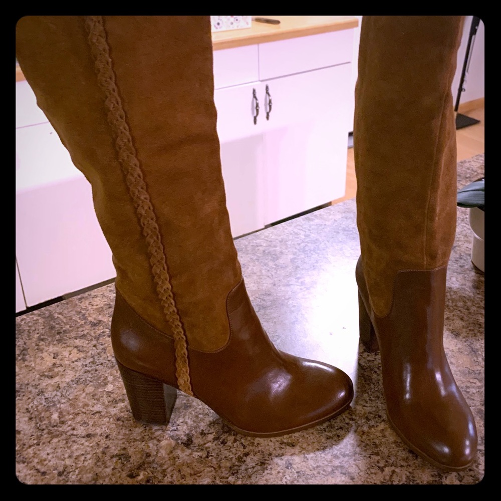 Braided sued boots